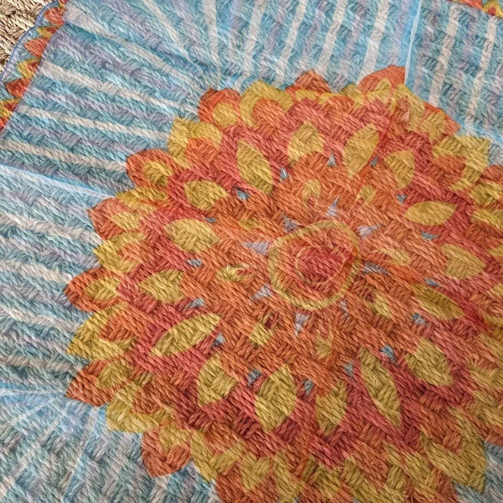 Flower, Sunburst Chiffon Scarf - Beautiful - Sheer - Unique